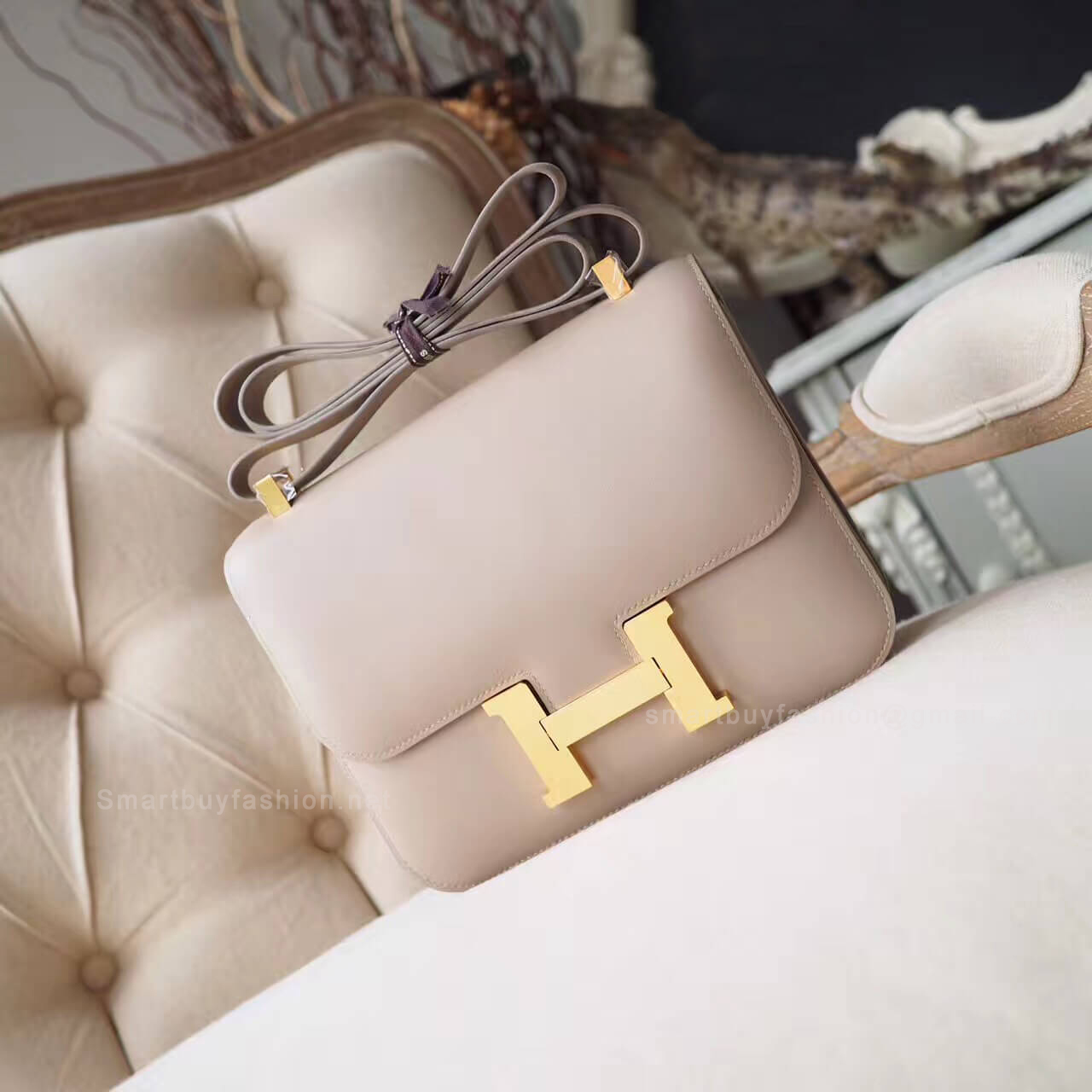 Hermes Constance 23cm Bag in 1f Argile Tadelakt GHW